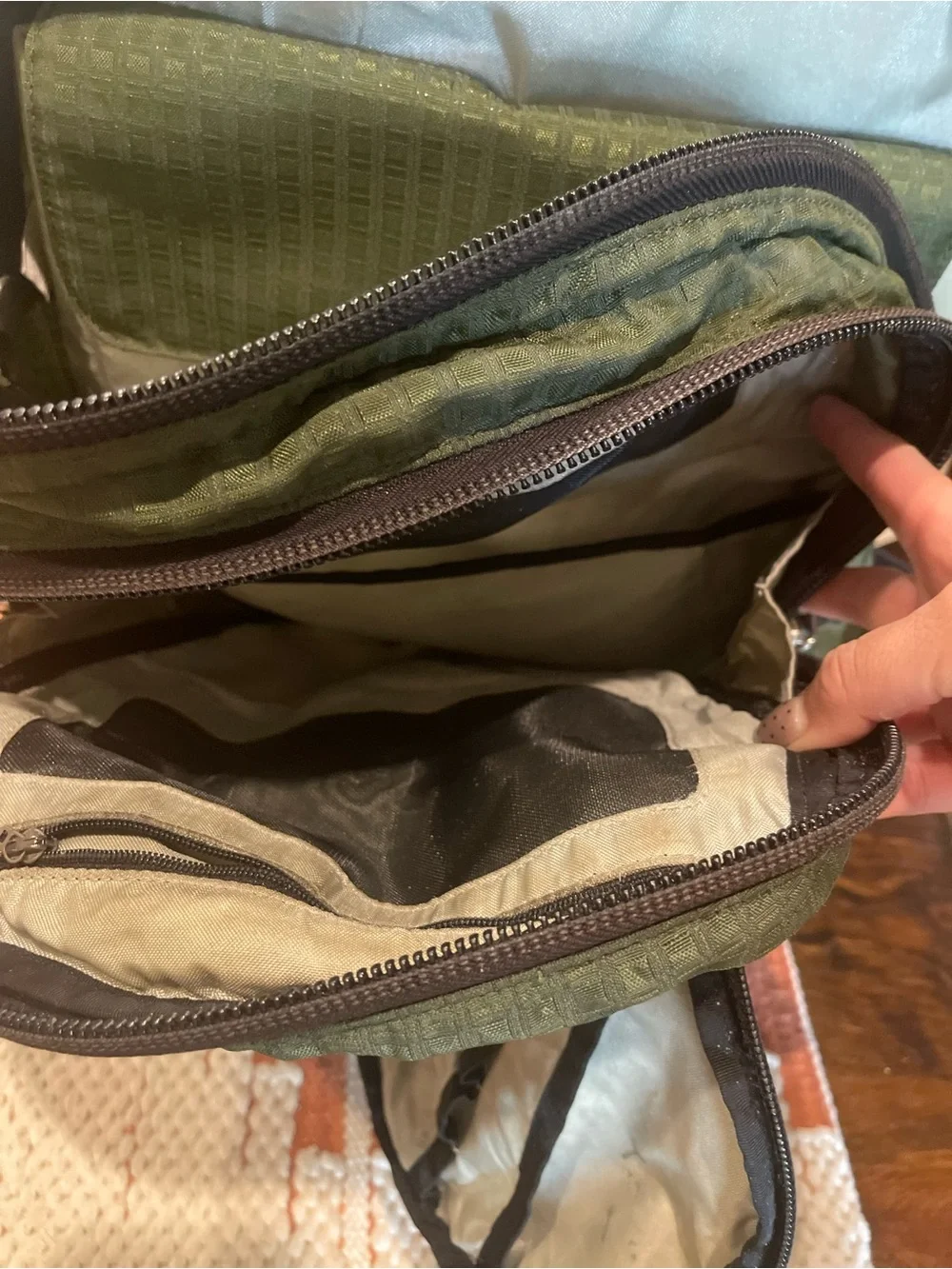 Patagonia Olive Green Ripstop Backpack with Black Accents